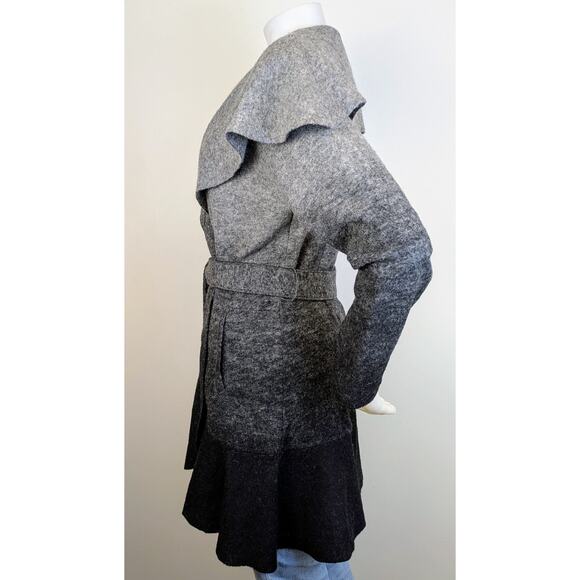 White House Black Market Gray Ombre Felted Wool Wrap Cardigan Jacket Size Medium - Picture 4 of 11
